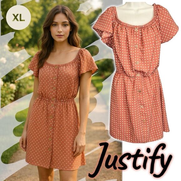 Justify dusty rose off shoulder dress XL Polka Dots Summer Pullover - Picture 1 of 12